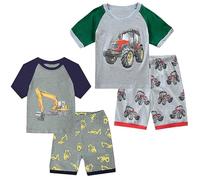 Babylike Dinosaur Boys Shorts 2 Piece Pajama 100% Cotton Nightwear Toddler Clothes Kids Sleepwear Short Sleeve Pjs Sets (Size:2-11 Years)(tractor/forklift,10 years)