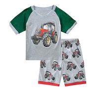 Babylike Dinosaur Boys Shorts 2 Piece Pajama 100% Cotton Nightwear Toddler Clothes Kids Sleepwear Short Sleeve Pjs Sets (Size:2-11 Years)(Track03,10 Years)
