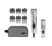 Babyliss 7755U Men Hair Clipper, Diamond Sharp Stainless Steel Blades, 8 Comb Guides, Mains Powered, Hair Styles at Home, Comb Included, Smooth & Precise, Silver
