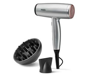 BaByliss Cosmos Compact Lightweight Hair Dryer - 2100W Powerful Sl low Dryer, Diffuser, Ionic Frizz-Free Conditioning, 3 Heat & 2 Speed Settings, Silver, D580DU