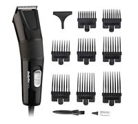 BaByliss Hair Clipper Precision Power, Corded Hair Clippers for Men, Sharp Stainless Steel Blades, 8 cutter guides 1-8, Grooming Set, Black, 7755U