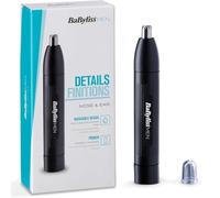 BaByliss Nose and Ear Trimmer - Precision 2 Blade System, Battery Operated, Stainless Steel, Easy-clean Removable Attachments, Black, E650E