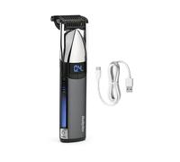 BaByliss Super-X Stubble Trimmer for Men, Waterproof Beard Trimmer, Grey | Japanese Steel Blades, Motorised Length Control 0.4mm-5mm, Digital Display, Lithium-Ion Cordless Battery, 90-Min Use, S996U