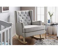 BABYLO Soothe Easy Baby Nursing Rocking Chair, Breastfeeding Lounge, Classic Style, Grey, Thick Padding, Tufted Back, Rocking Base and Fixed Option