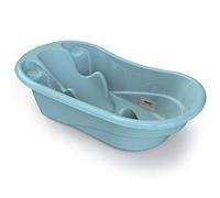 BABYLON Liner Anatomical Baby Bath with Bath Thermometer, Bath seat, Large Bath Accessories 0-6/6-36 Months, Baby Bath Non-Slip Surface, with Stopper, Blue