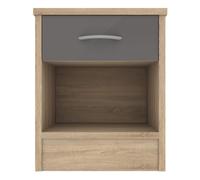 babylon wooden bedside cabinet with 1 grey gloss drawer in oak