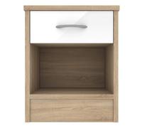 babylon wooden bedside cabinet with 1 white gloss drawer in oak