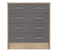 babylon wooden chest of 4 grey gloss drawers in oak