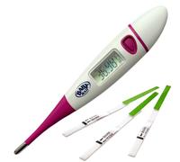 BabyMad® Basal Thermometer (HOT Pink) + 30 x Ovulation Tests - Body Temperature Ovulation Test Thermometer (Centigrade) Flexible Tip + Free BBT Fertility Chart