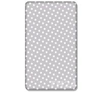 Babymam 100% Cotton Cot Sheets 120x60 Fitted with Printed Design Cot Bedding Travel Sheet Toddler Bed Crib Cotbed Sheets (Big White Stars on Grey Background)