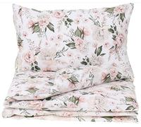 Babymam 100% Organic Cotton 2pc Bedding Set Duvet Cover Pillowcase Quilt (120x90cm fit Cot and Cotbed) Romantic Flowers