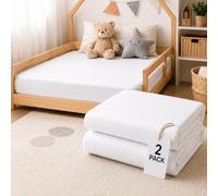 BABYMAM 2 Pack Jersey Fitted Sheet 160 x 80 cm, Breathable, 100% Cotton Soft Stretch Fitted Bed Sheet, Elasticated All Around for Toddler & Junior Bed (White)