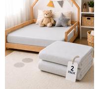 BABYMAM 2 Pack Jersey Fitted Sheet 160 x 80 cm, Breathable, 100% Cotton Soft Stretch Fitted Bed Sheet, Elasticated All Around for Toddler & Junior Bed (Light Grey)