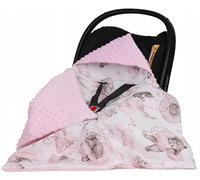 Babymam Baby Car Seat Hooded Blanket Double-sided Snuggle Swaddle Wrap Pink/Bears Pink