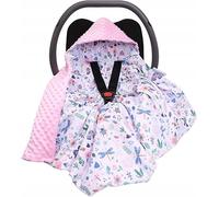 Babymam Baby Car Seat Hooded Blanket Double-sided Snuggle Swaddle Wrap PINK/On the Meadow
