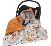 Babymam Baby Car Seat Hooded Blanket Double-sided Swaddle Wrap Cinnamon | Jungle Adventure Gray