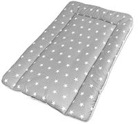 BABYMAM Baby Changing Mat 100% Cotton Padded Soft Nursery for Unit (Small White Stars on Grey)