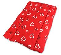 BABYMAM Baby Changing Mat 100% Cotton Padded Soft Nursery for Unit (White Hearts on red)