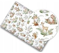 BABYMAM Baby Fitted Cot Bed Sheet Printed 100% Cotton Mattress 140x70cm Animals in the Forest