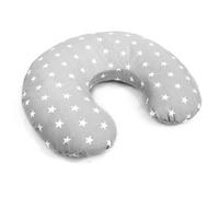 Babymam Breast Feeding Pillow Nursing Pregnancy Baby Cushion and Removable Cotton Cover Small White Stars with Grey