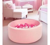 BABYMAM Pool Ball Pit with 200 Balls Soft Foam Toddler Baby Kids Girls Boys Play Round Pool Playpen Removable Cover - Pink