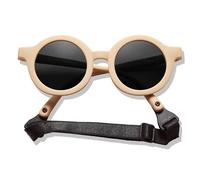 BABYMOCS Round Baby Sunglasses, 0-1.5 Years, 100% UV Protection, Flexible, BPA-Free, Non-Toxic Sunglasses for Babies with Strap, Swedish Design, Children's Sunglasses, yellow