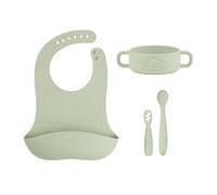 Babymoov Baby Weaning Set Mini Arty - 4 Pcs Silicone Feeding Set, Baby Bowl, 2X Baby Spoons, Weaning Bib, from 4 Months - Ideal Gift Set