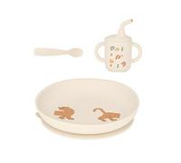 Babymoov Baby Weaning Set Little Roar - 3 Pcs Silicone Feeding Set, Sippy Cup, Suction Plate, Baby Spoon, from 9 Months - Ideal Gift Set