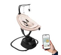 Babymoov Swoon Evolution Mocca-Connected Electric Baby Swing with Mobile App - Music Streaming, Voice Recording and Personalized Lullabies - 360° Seat - Newborn Reducer