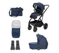 Babymore Chia Pram Pushchair - Safety Tested Travel System with All Accessories, Flip and Fold Pram in Midnight Blue, Both Forward and Rearward-Facing, 0-4 Years | Up to 22 Kg
