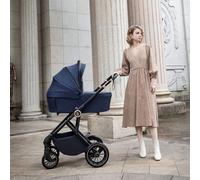 Babymore Chia Pram Pushchair - Safety Tested Travel System with All Accessories, Flip and Fold Pram System in Midnight Blue, Both Forward and Rearward-Facing, 0-4 Years | Up to 22 Kg