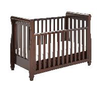 Babymore Eva Sleigh Dropside Cot Bed with Drawer - Brown