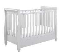 Babymore Eva Sleigh Dropside Cot Bed with Drawer - Grey