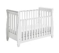 Babymore Eva Sleigh Dropside Cot Bed with Drawer - White