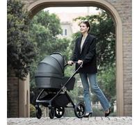 Babymore Kai Travel System - Safety Tested Pram With All Accessories, Flip and Fold System in Forest Grey, Both Forward and Rearward-Facing, 0-4 Years | Up to 22 Kg