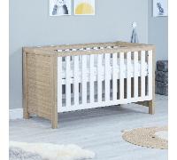 Babymore Luno Cot Bed White Oak Effect, Brown