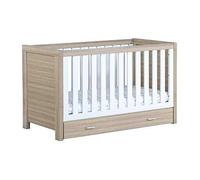 Babymore Luno Cot Bed with Drawer - Oak White