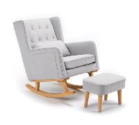 Babymore Lux Nursing Rocking and Arm Chair with Stool - Grey