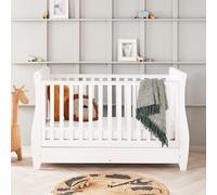 Babymore Stella Sleigh Drop Side Cot Bed - Baby Cot Bed With Drawer