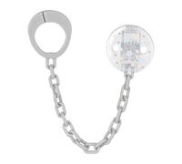 babynova Dummy Chain with Clip and Adapter Ring - 2-piece Set - Soother Holder for Baby - Fits Any Soother - Stroller Acessory - Newborn Essentials - BPA-Free - Blue Stars