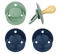 babynova Round Latex Dummy for Babies from 6-24 Months - Set of 4 Cherry Dummies - Natural BPA Free Rubber Latex - Made in Germany - Green & Blue