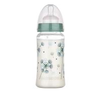 babynova Wide Neck Baby Bottle 300ml with Anti Colic Medium Flow Silicone Teat - Made in Germany - BPA-Free - Dandelion