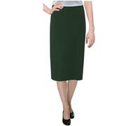 Baby'O Women's Basic Modest 26" Below The Knee Length Stretch Knit Straight Skirt, Hunter, 20