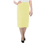 Baby'O Women's Basic Modest 26" Below The Knee Length Stretch Knit Straight Skirt, Lemon, 12