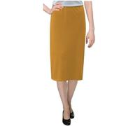 Baby'O Women's Basic Modest 26" Below The Knee Length Stretch Knit Straight Skirt, Mustard, 20
