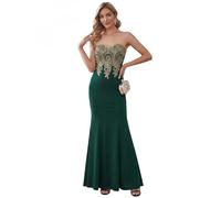 BABYONLINE D.R.E.S.S. Women's Appliques Sequins Evening Dress Bodycon Sleeveless Elegant Maxi Prom Dresses Dark Green M