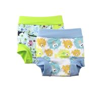 BabyPreg Baby Kids Swim Nappies Cover Diaper Pants High-Waisted Belly Protection Swimming Shorts (Green+Light Blue, 2-3 Years)