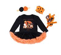 BabyPreg My First Halloween Costume for Infant Girl Thanksgiving Costume Pumpkin Dress Up Baby Dress Set (9-12 Months, Witch Long)