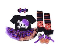 BabyPreg My First Halloween Costume for Infant Girl Thanksgiving Costume Pumpkin Dress Up Baby Dress Set (Skeleton, 9-12 Months)