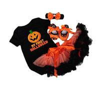 BabyPreg My First Halloween Costume for Infant Girl Thanksgiving Costume Pumpkin Dress Up Baby Dress Set (Pumpkin Face, 3-6 Months)
